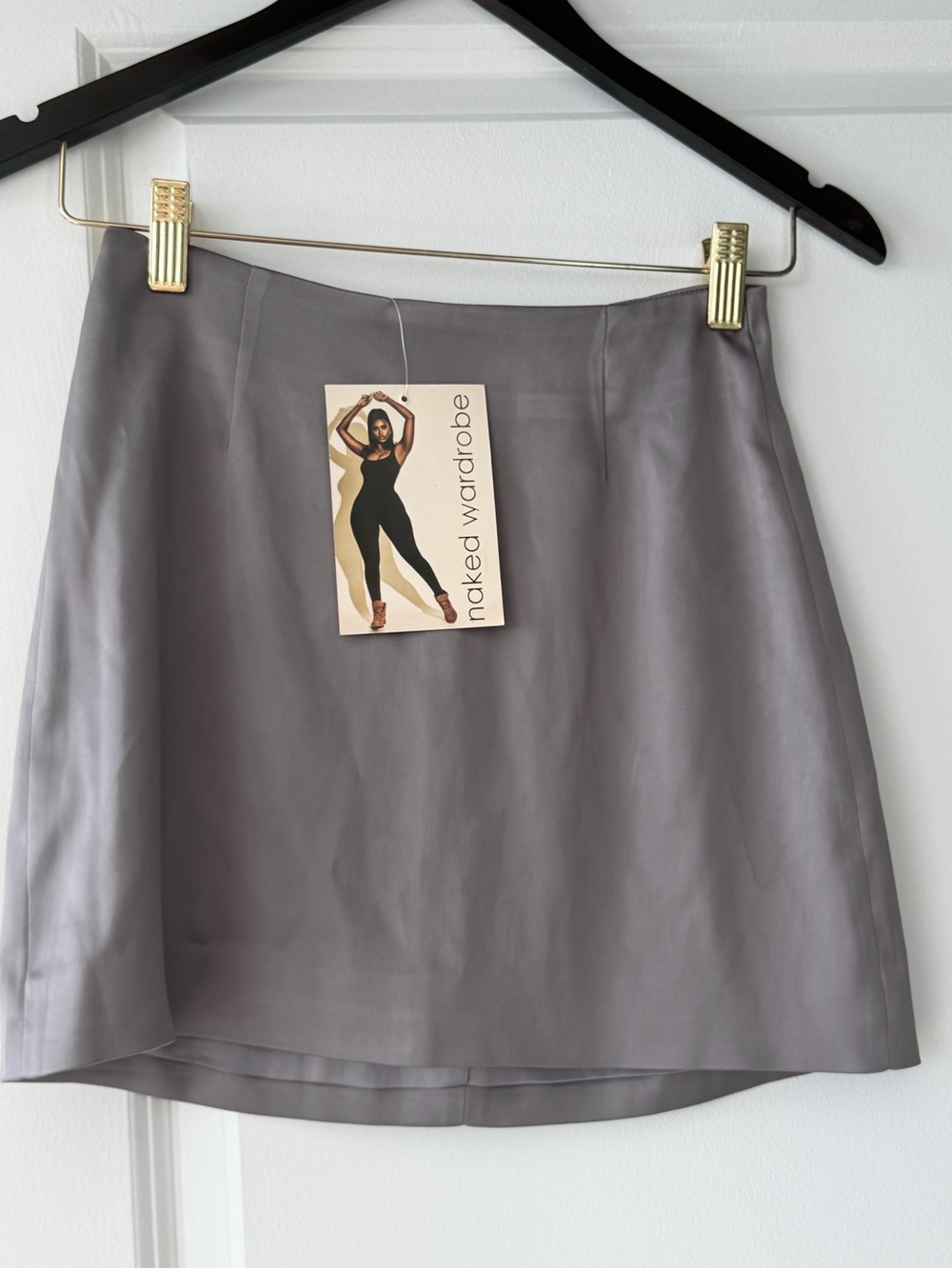 naked wardrobe xs silver gray Mini Skirt new! 🩶